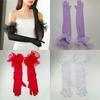 Lace Pearl Etiquette Gloves Perspective Sunscreen Sleeves Fashion Long Gloves  Wedding Dress