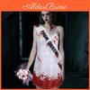 Halloween Ghost Bride Costume With Shoulder Straps And Handheld Bouquet For Cosplay And Party Events