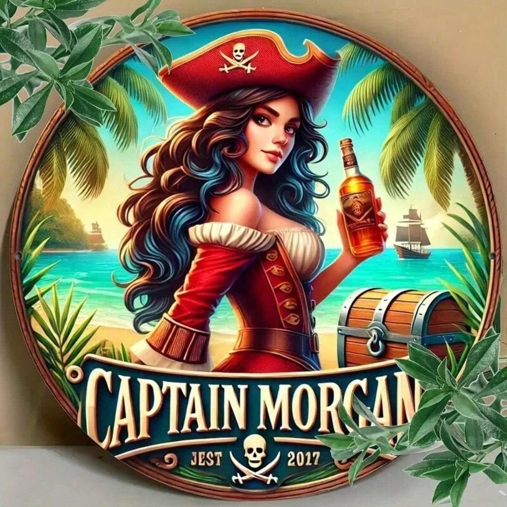 

Captain Morgan Whiskey 8x12 Metal Sign Vintage Wall Decor Man Cave Bar Retro Pub Garage Art Cool Gift різнокольоровий