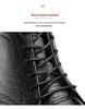 Men's Brogue Ankle Boots: Carved Cowhide High-Top, Pointed Toe, Autumn/Winter Fashion, Large Size.