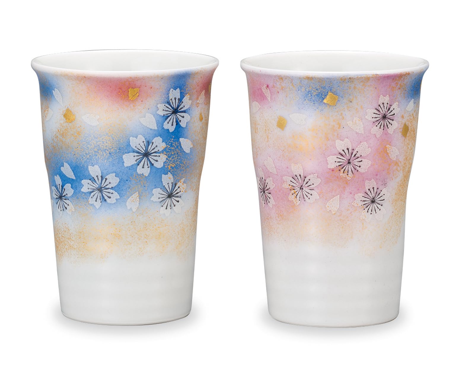 

Kutani Ware Iwataya Pair of Free Cups, Hana no Mai (Flower Dance) AP7-0884