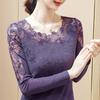 Lace Long Sleeve T Shirt With Mesh Fabric For Womens Elegant Office Wear