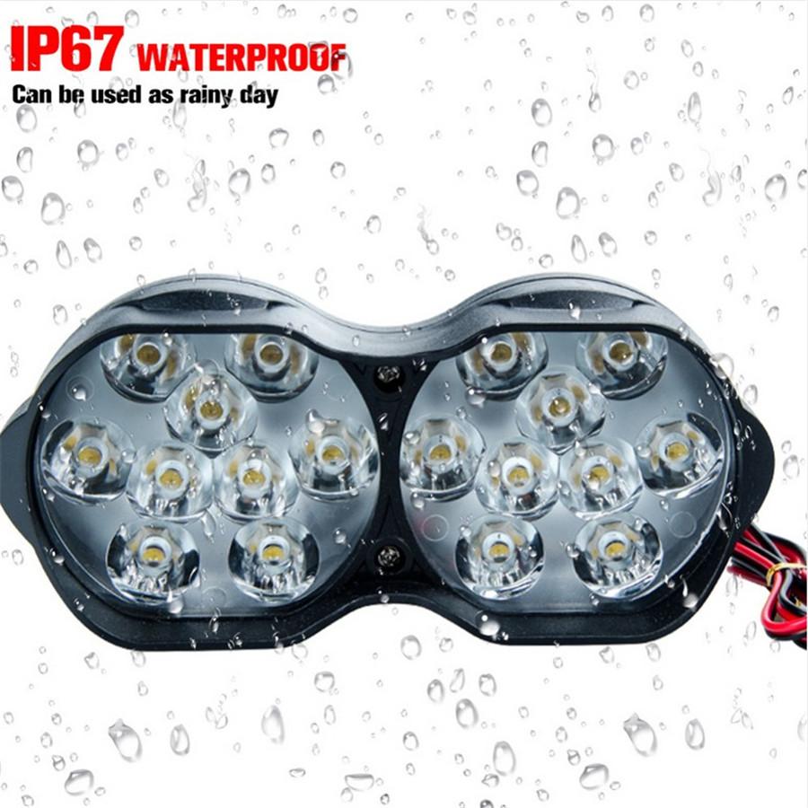 30W 6500K Motorcycle ATV 18LED Headlight Spotlight Fog Spot Lamp DRL Waterproof