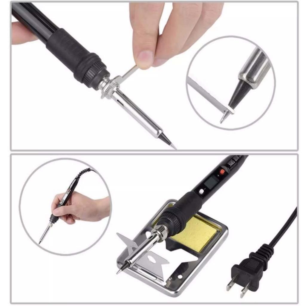 80W 908S Electric Soldering Iron, LCD Display Adjustable Temperature Anti-scalding Welding Pen for Welding Circuit Board
