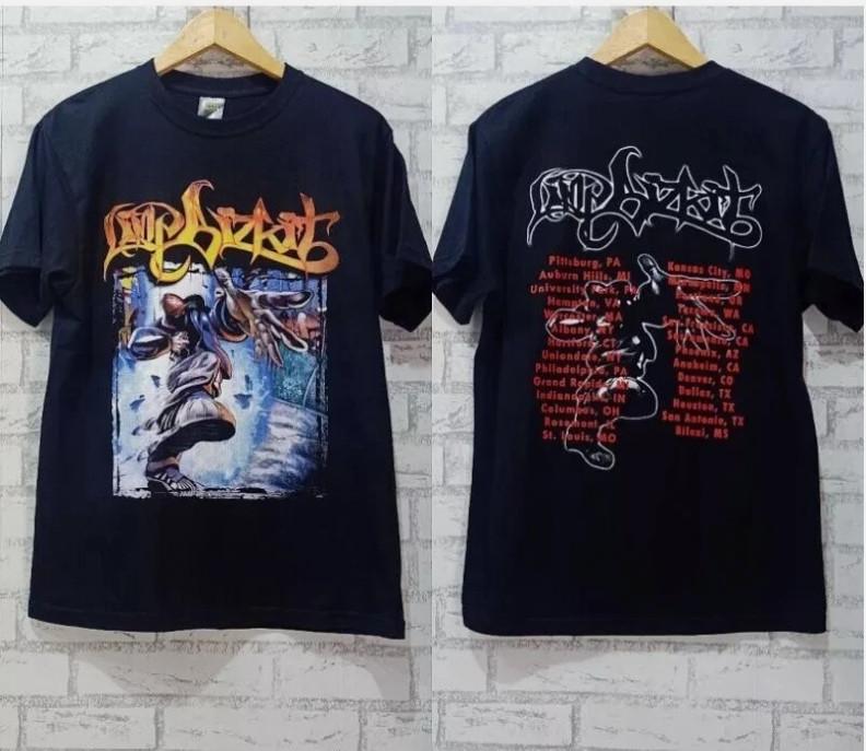 Limp Bizkit Band Tour 2 Side Black Short Sleeve Cotton T-shirt XXL