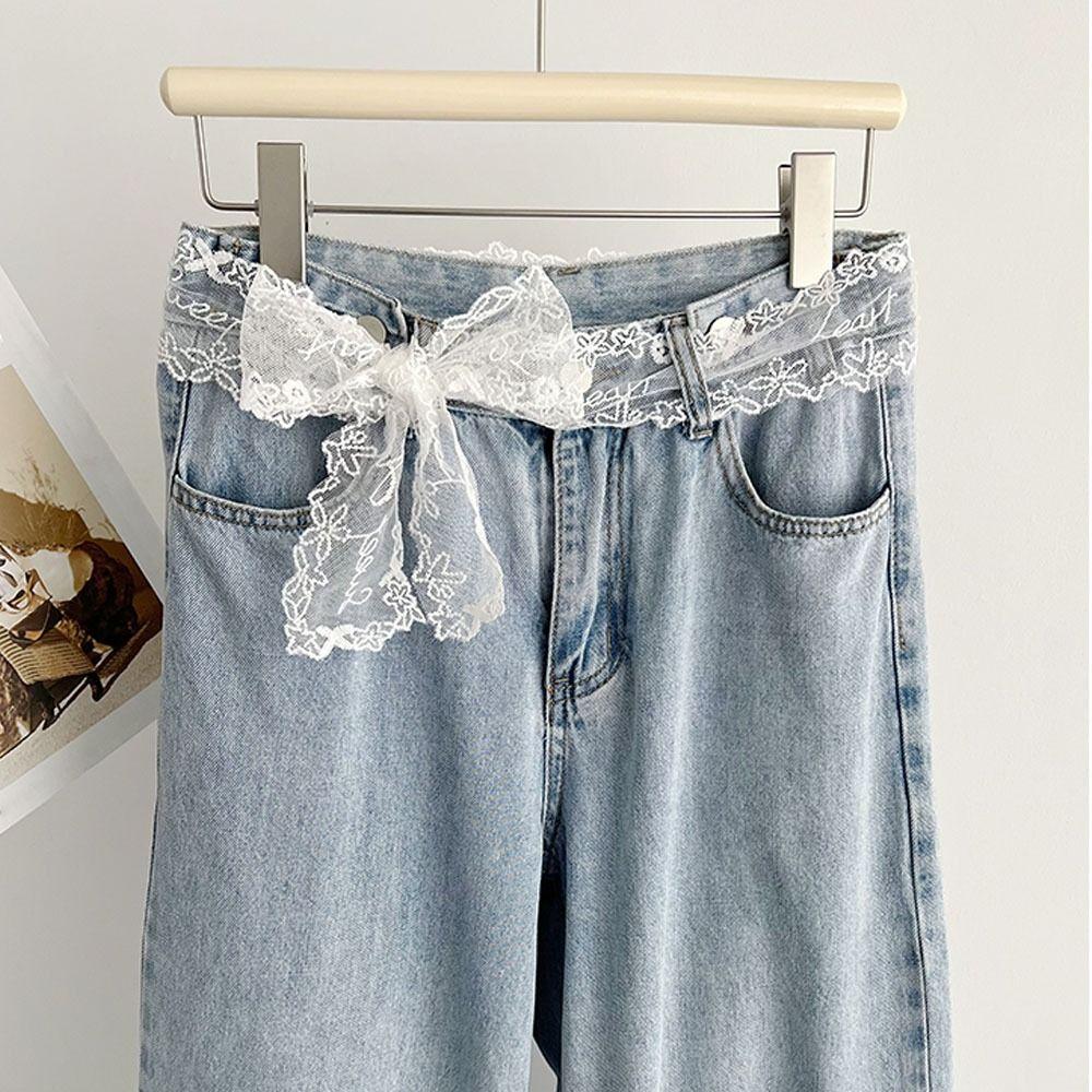 Lace Bow Thin Lace Waist Belt Y2K Waistband Long Lace Waistband  Street Dance Accessory