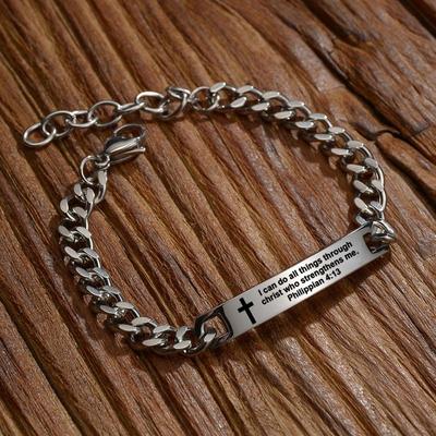 Christian Bible Stainless Steel Bracelet Bangle Engraved Cross Scripture Psalm Silicone Bracelets Religious Jewelry