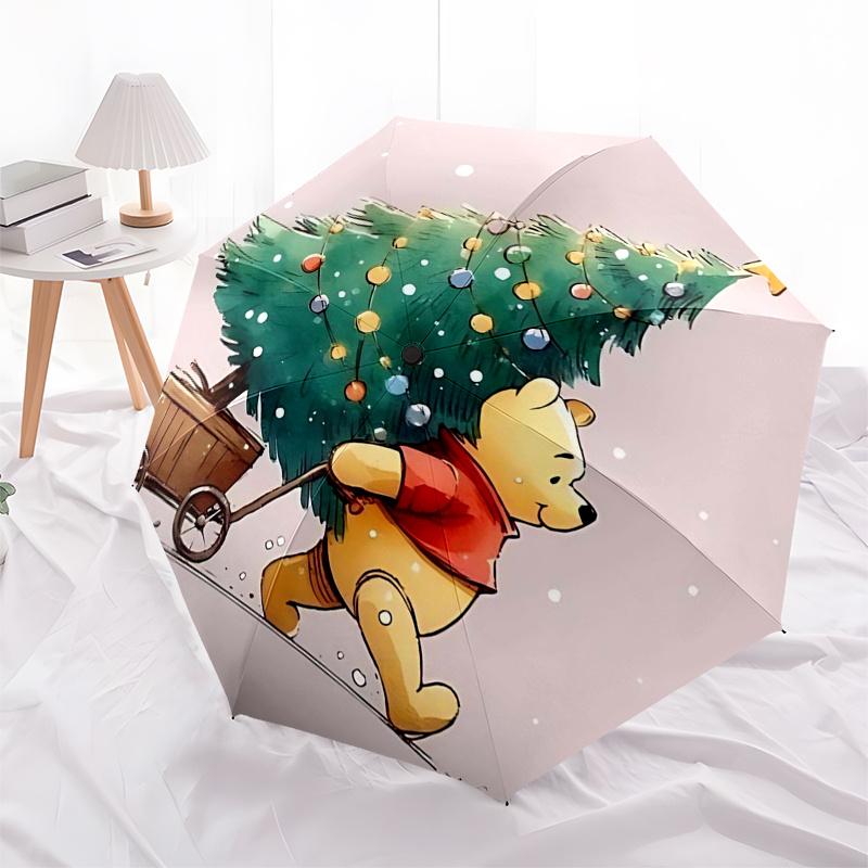 Winnie and Friends Themed Travel Umbrella-8 Ribs Automatic Opening and Closing, Portable Folding Design, Compact and Stylish Umbrella