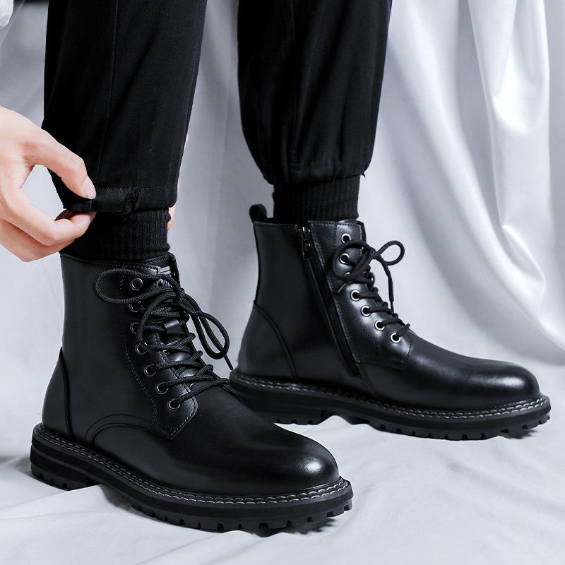 Autumn and winter Martin boots men's Chinese British style black tooling boots Korean version trendy men's short boots 1132-R