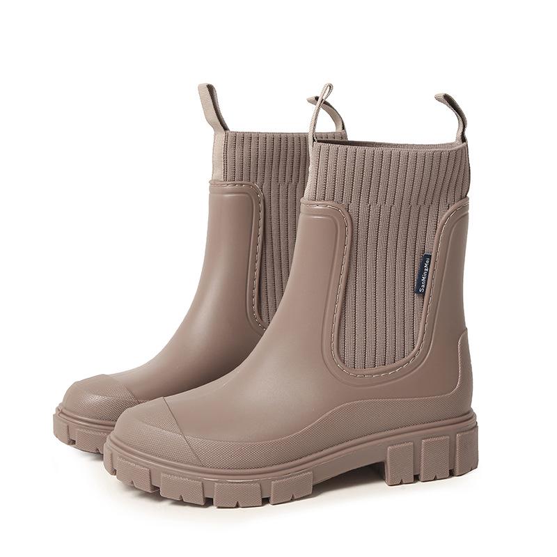 Women's Mid-Calf Chelsea Rain Boots - Waterproof, Non-Slip, Fashionable Rubber Shoes