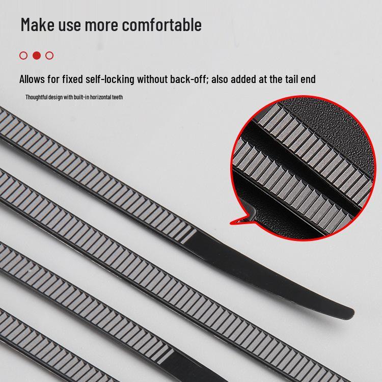 Nylon Self-Locking Cable Ties, 4*200mm, Strong Tensile Strength, Black and White, Plastic Bundling Straps