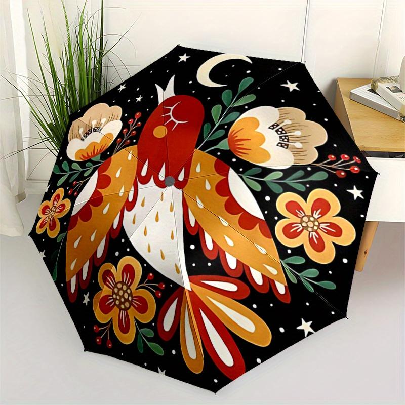 

1pc Scandinavian Birds Automatic Opening and Closing Umbrella, Lightweight 3-Fold, With Cute Cartoon Characters, Suitable for Home, Outdoor and D