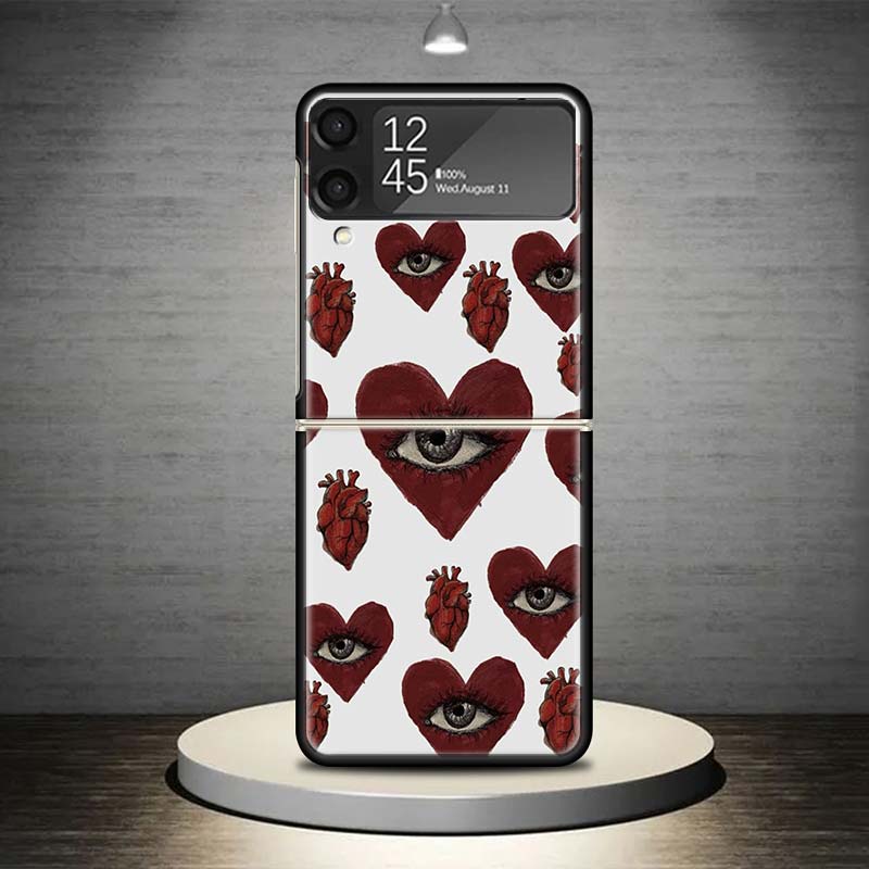 Scary Face Eyes Phone Case For Samsung Galaxy Z Flip 7 6 5 4 3 5G Shockproof Cover Z Flip7 Flip6 ZFlip5 Flip3 Flip4 Luxury Shell