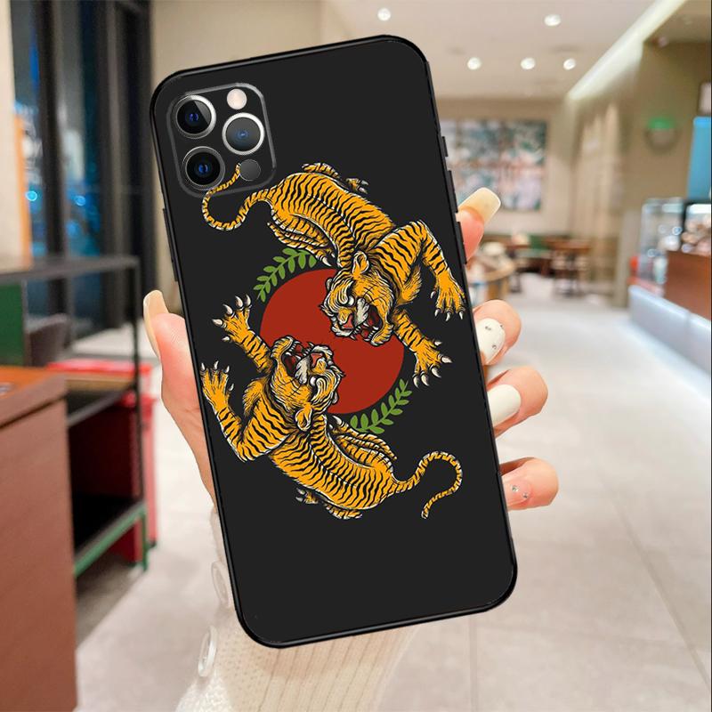 

Tiger Red Sun Japan Art Phone Case For iPhone 17 16 15 14 13 11 12 Pro Max mini 16 Plus 16e 17 Air Protective Cover iPhone 16Pro MAX