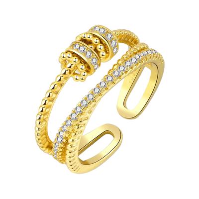 Modischer, doppelschichtiger Ring aus Legierung mit Dekoration, offener Ring, Schmuckgeschenk