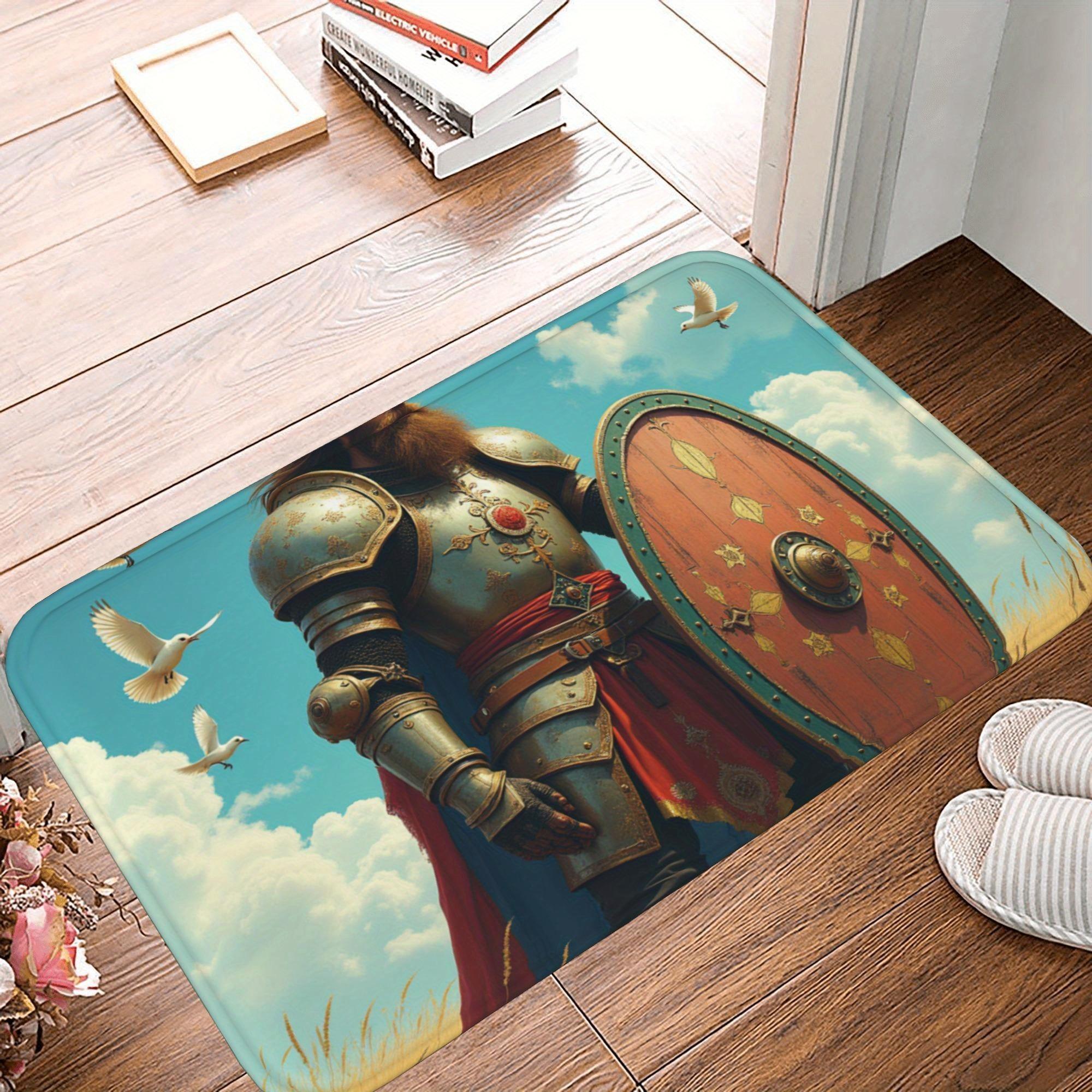 

1PC Shining Armor Pattern Kitchen Rug Non-Slip Door Mat Pop design Bathroom Rug Bath Mat Carpet for Home Sink Laundry Decor 40cm x 60cm