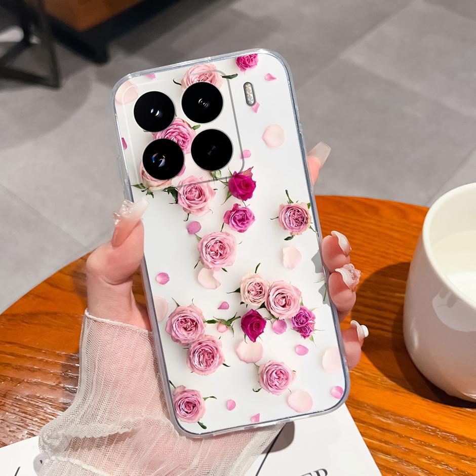 Cute Flower Case For Xiaomi 15 Pro Ultra Clear Soft Silicone Protective Bumper Cover For Xiaomi15Pro 15Ultra Anti Scratch Fundas