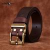 Retro Nadrukowany Pasek z Prawdziwej Skóry Bydlęcej z Miedzianą Klamrą Modny Pasek Casualowy Pasujący do Wszystkiego do Dżinsów