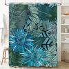 Stylish Blue Floral Shower Curtain for Bathroom Decor Green Leaves Pattern Waterproof Fabric Available in Various Sizes