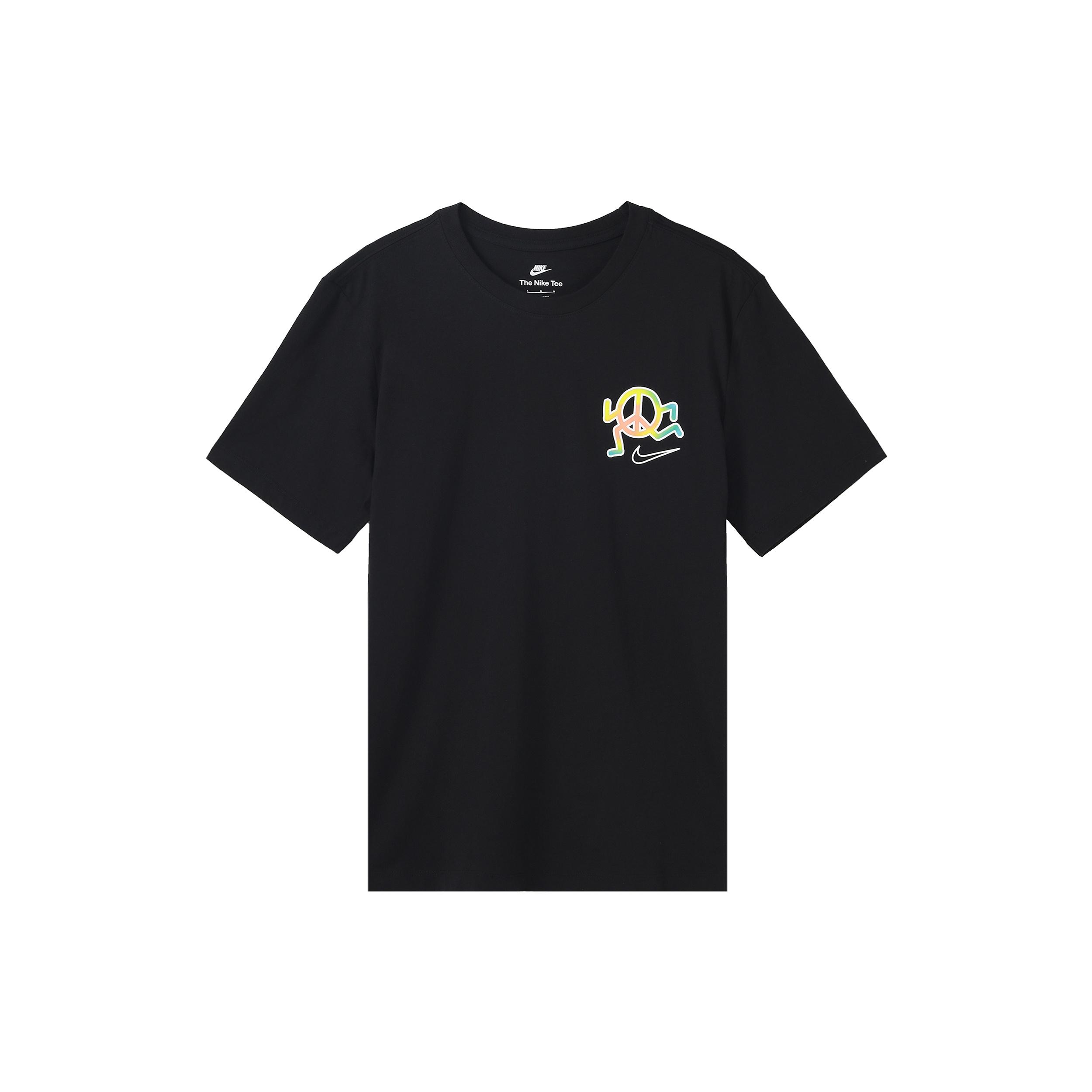 Nike Sportswear Back Alphabet Geometry Printing Sports Round Neck Short Sleeve Black Men s DQ1079-010 M