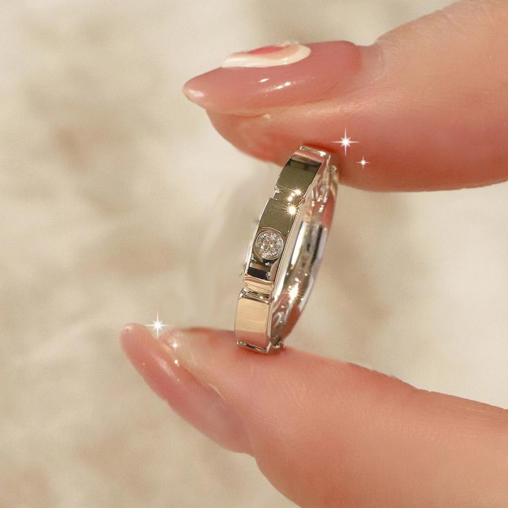 Sugar Cube Couple Ring Niche Lamp Luxury High-End Design Female Ins Live Pair Ring Simple And Versatile Ring Premium