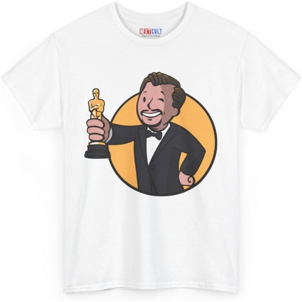 Funny Dicaprio Awards T-Shirt - Hollywood Movie Lovers Meme Tee for Film Fans - Cartoon Design Casual Top