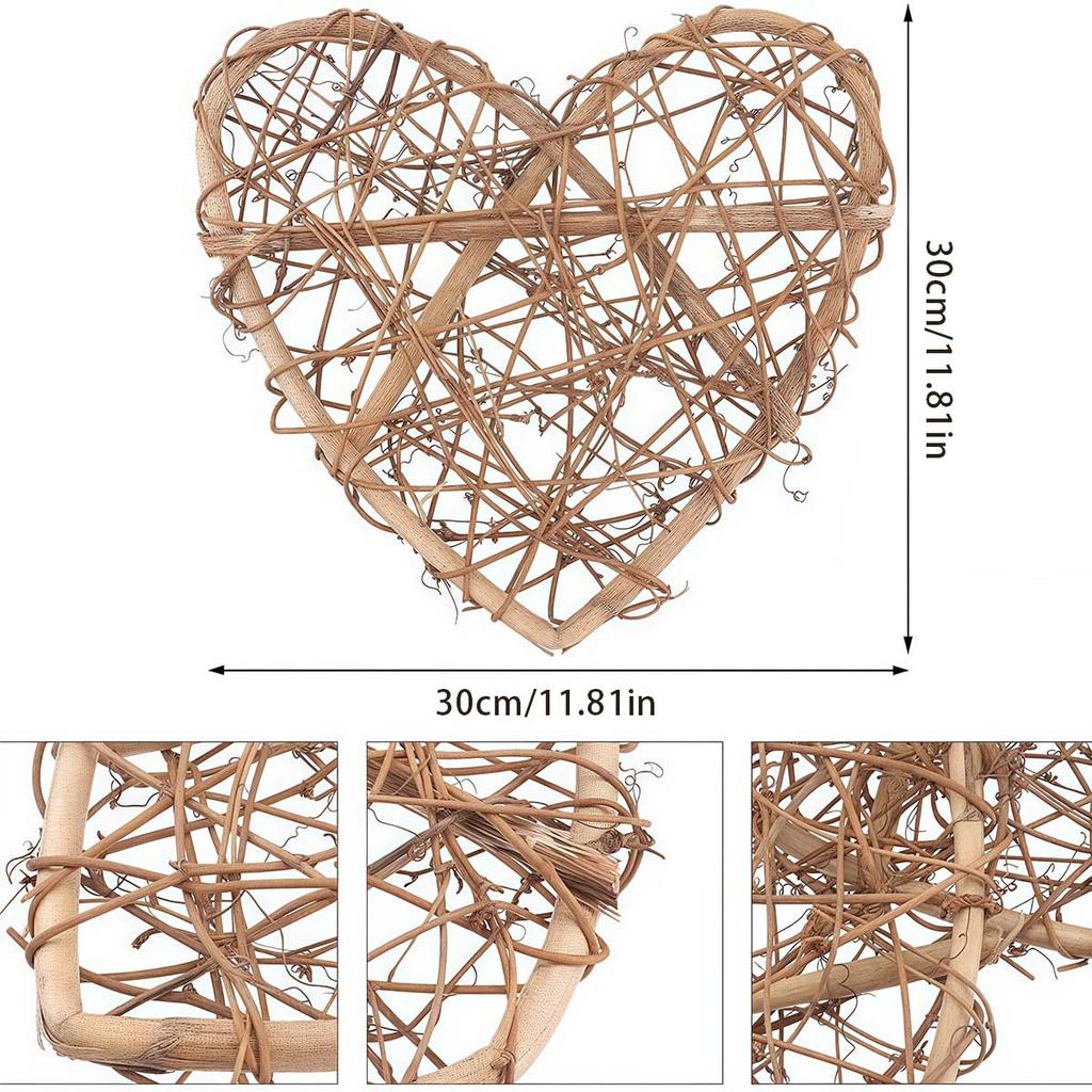 11,8 Zoll DIY Weinrebenkranz Rattan Valentinstag Herz-Kranz Zweig-Girlande Rattan Wandbehang Dekor Takraw Basteln Muttertag Outdoor-Dekoration