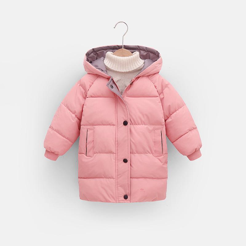 2022 Kids' Mid-Length Winter Down Coat - Korean Style, Boys and Girls, Thick Cotton-Padded