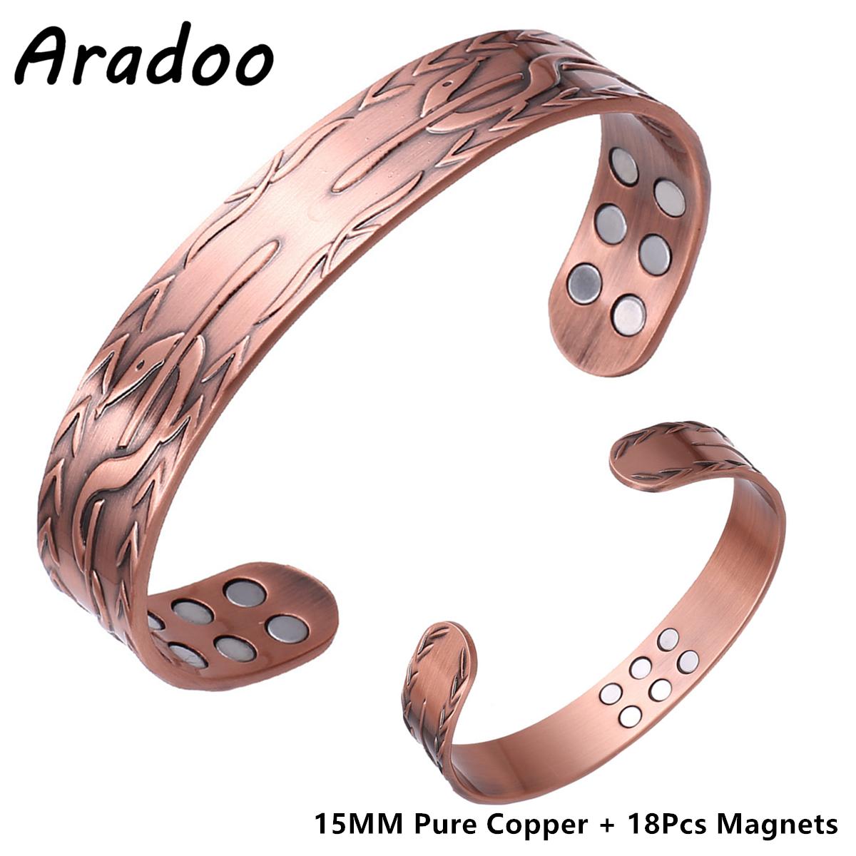 Vintage Energy Spirit Snake Pure Copper Cuff Bracelet Red Copper 3500 Gauss Magnetic Therapy Bracelets
