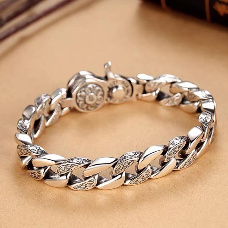 Bracelet Men's six-character mantra rotatable trendy wide version men's domineering personality atmospheric retro bracelet