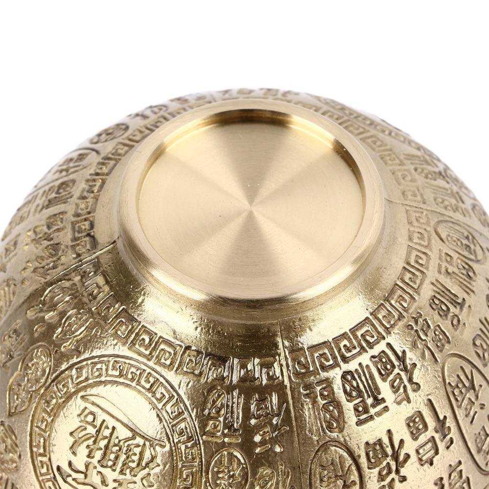 Gold Copper Decorative Bowl 3.3-Inch Diameter Incense Temple Bowl For Office Decor