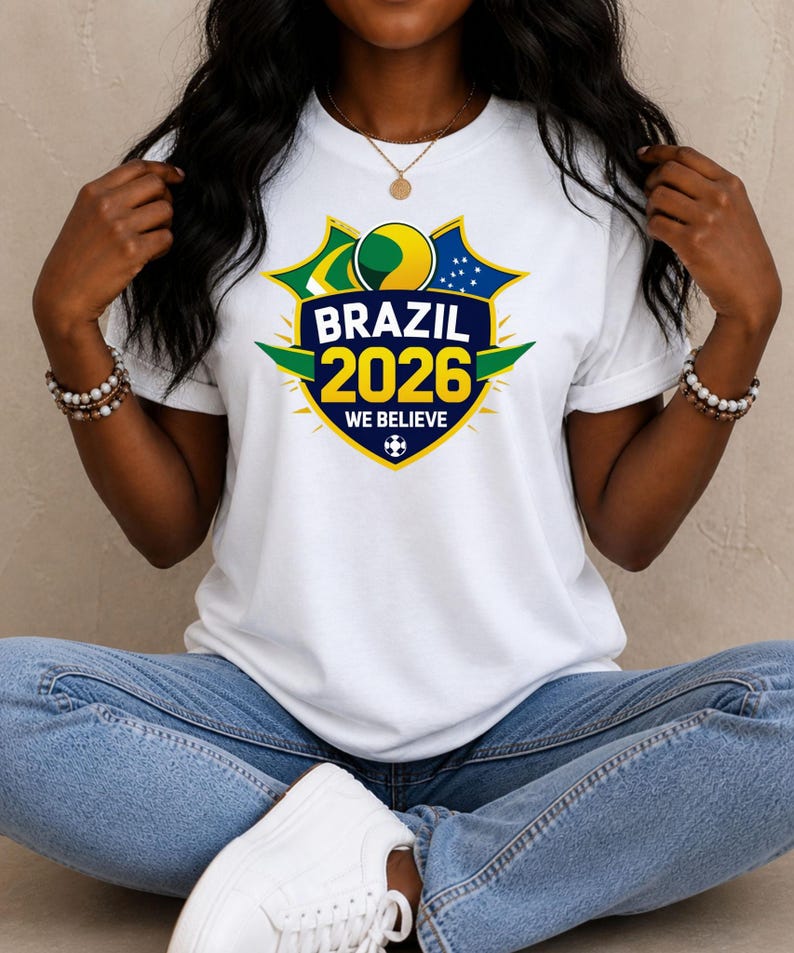 Brazil 2026 We Believe T-Shirt | Soccer Crest Tee S