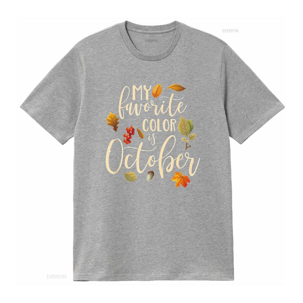 Womens Fall Autumn Lover My Favorite Color is October T Shirt Black 2X Large vintage Washed Stretched Unisex Comfortable
