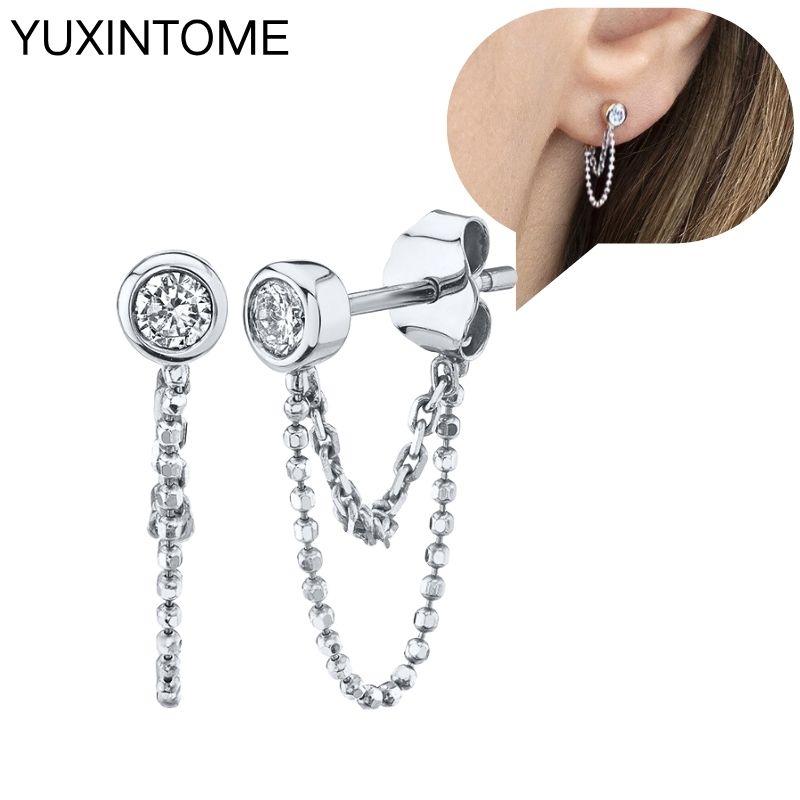 925 Sterling Silver Ear Needle Fashion Hoop Earrings White Crystal Luxury Women's Silver Earrings Wedding Women's Jewelry Gift