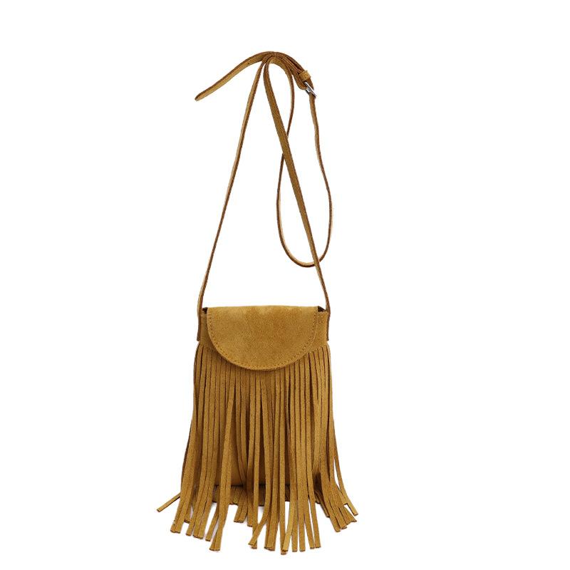 New Tassel Mobile Phone Bag Retro Trend Shoulder Crossbody Small Square Bag Spring and Summer Fashion Women's Bag