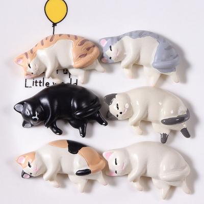 Cute Cat Resin  Accessories Resin Lazy Cat Miniatures Simulated Cat Fridge Ornaments  Cupboard