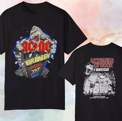 AC/DC Monsters Of Rock 1984 Turné Újrakiadás Vintage Stílusú Zenekari S-4XL Uniszex Póló