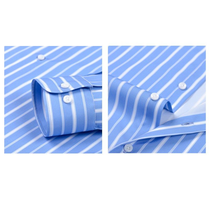 Men's High-Grade 4-Way Stretch Digital Print Striped Long Sleeve Shirt, Turn-down Collar Men Shirt Wholesale