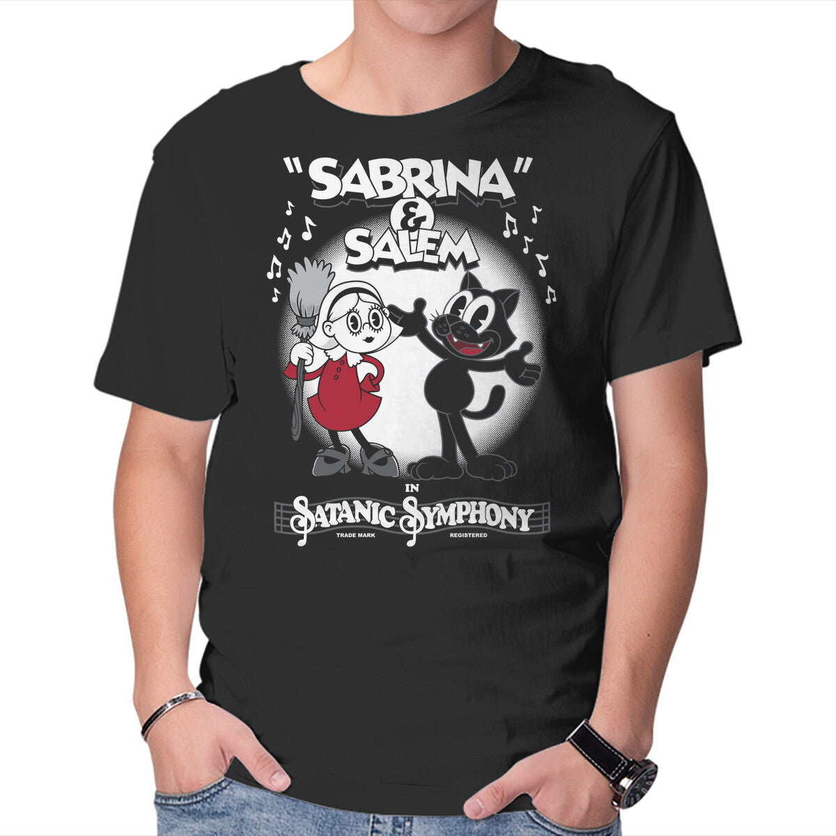 Unisex Crew Neck T-Shirt Sabrina And Salem Graphic Short Sleeve Casual Tee S