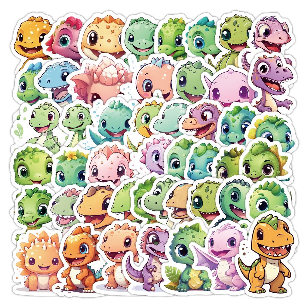 50 Pieces of Non-repeat Dinosaur Baby Stickers Mobile Suitcase Waterproof Decorative Stickers Children's Hand Account Stickers