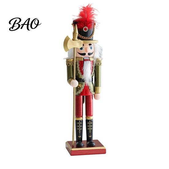 Solid Wood Holiday Gift Wooden Nutcracker Soldier Figurine, Handcrafted Christmas Tabletop Ornament Handmade Festive for Desk And Bookshelf