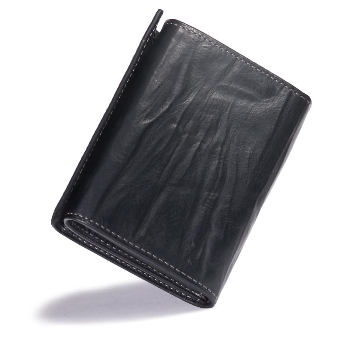 

Bifold Wallet Box Type Coin Purse SOD009B Cowhide Genuine Leather Leather Our Limited Custom Model Black [Sonne] Men s чорний