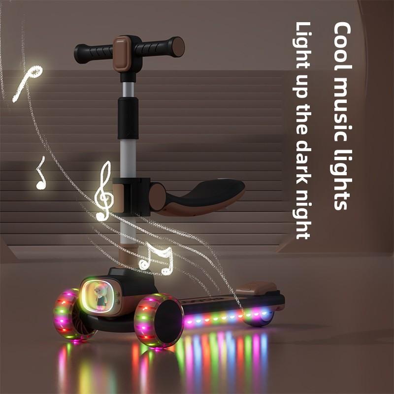 Outdoor New Riding Scooter Big Model Teenage Mobility Scooter Flash Toy Car Folding 2-In-1 Multi-Function Pedal Scooter Folding