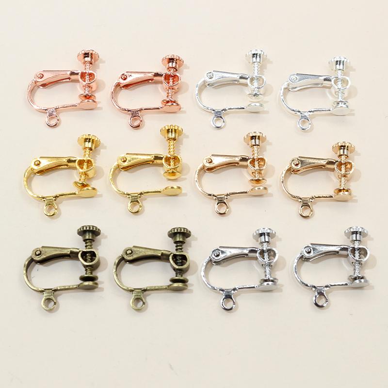 10 Stück 15x13mm Messing-Schraubohrclip-Fassungen, drehbare Pads, Rohlinge für DIY-Schmuckherstellung