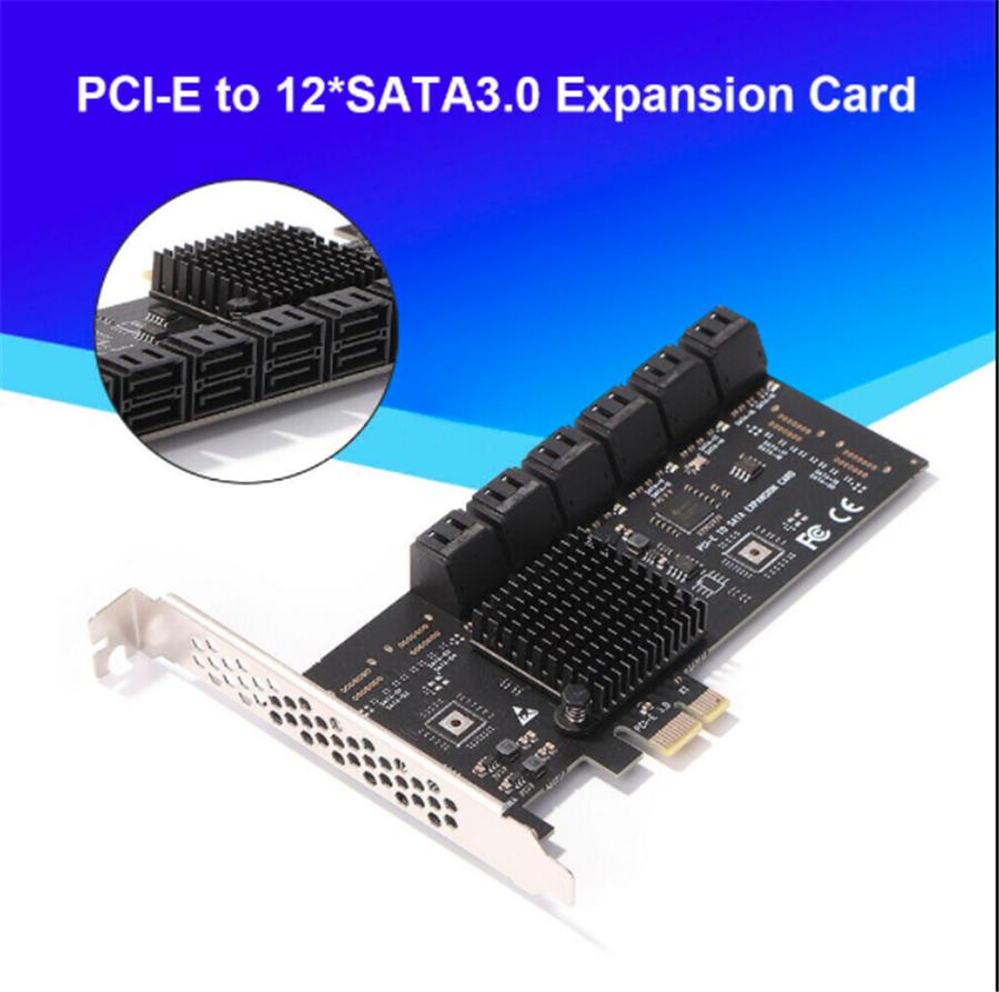 PCIE SATA Adapter Card 12 Port SATA 3 PCI Express X1 Expansion Card Riser Card
