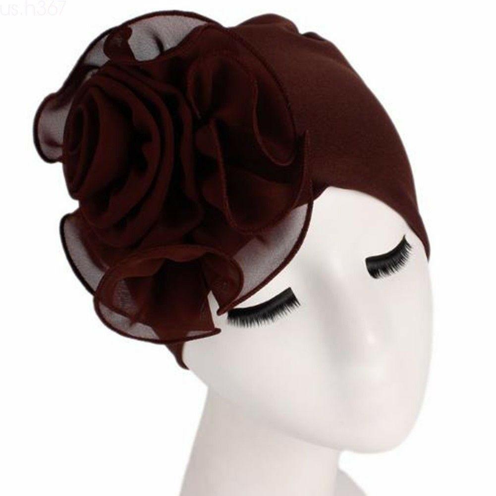 Womens Hair Loss Head Scarf Turban Cap Big Flower Muslim Cancer Chemo Hat Cover
