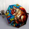 1 Stück Buntglas Eichhörnchen Design Automatisches Aufklapp-Regenschirm mit 8-Speichen-Eisenrahmen, Geeignet für Fans, Reisen, Tägliche Nutzung und Geschenke - Outdoor