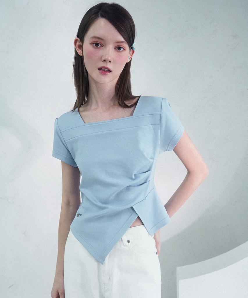 VIVACIOUS Elegant Side Tuck Short T-Shirt White