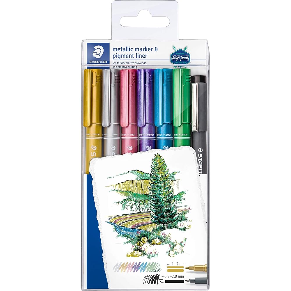 STAEDTLER 8323-SWP6P Metallic Marker Pens, Set of 6 Colors, 1 Set