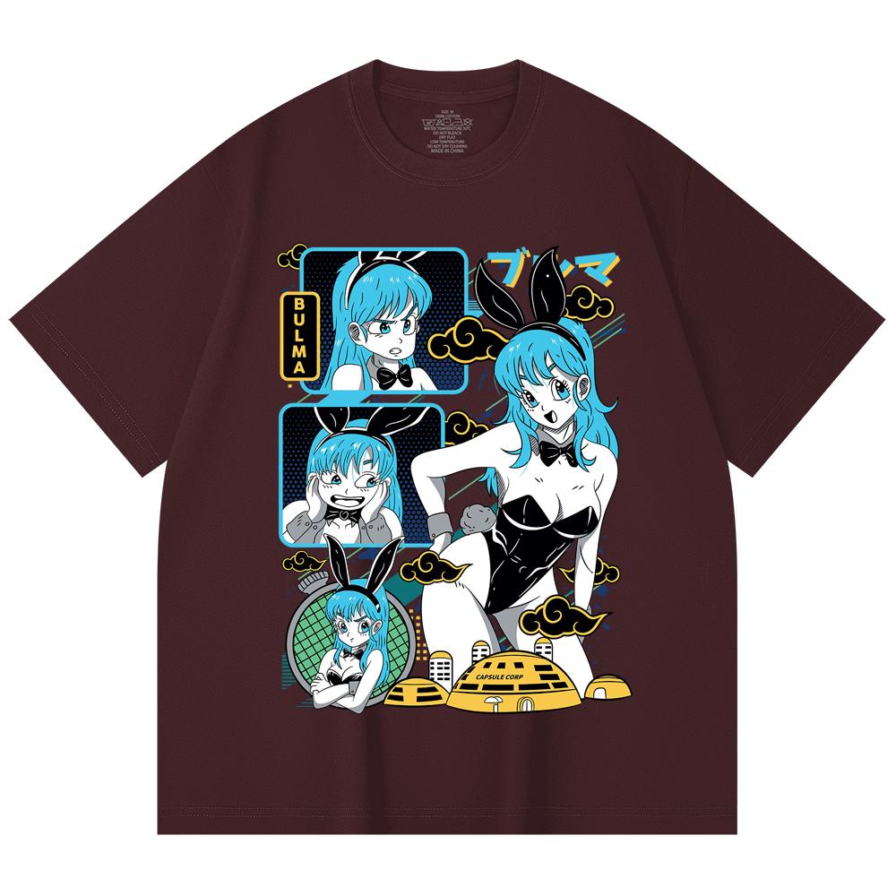 230 Gsm 100% Cotton Dragon Ball V9 Bulma Print Unisex Heavy Cotton T Shirt